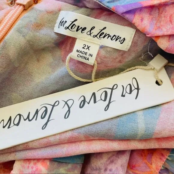 For Love & Lemons Teagan Mini Dress Chiffon Strapless Coquette NWT 2X Plus Size - Picture 7 of 9